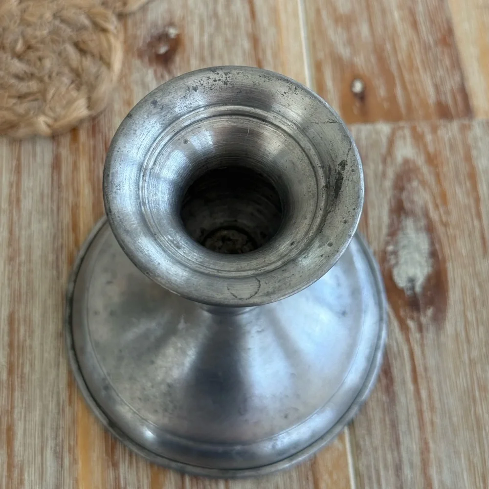 Vintage Pewter Candlestick Holders Leonard and India Set of Two
